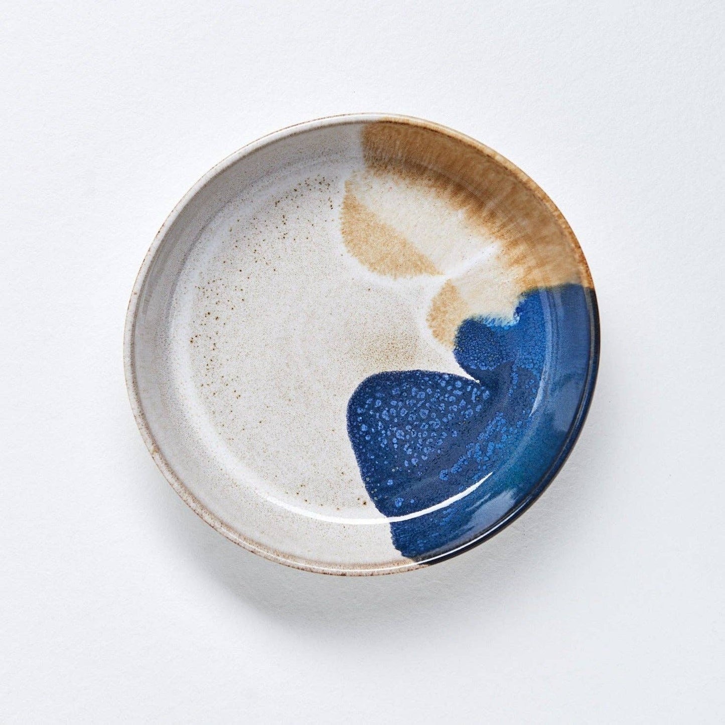 Watercolor Stoneware Handmade Ceramic Salad Bowl Blue