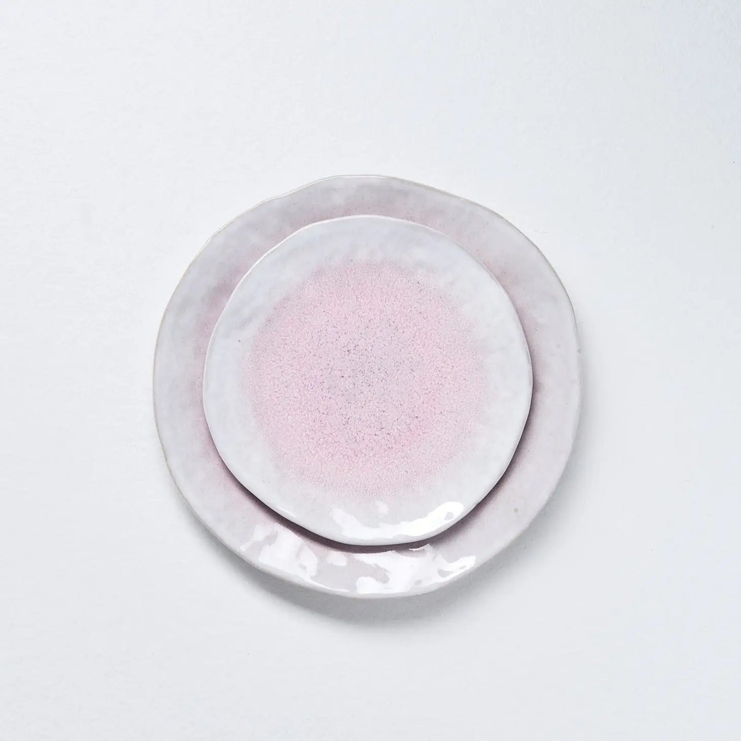 Nature Shape Smooth Handmade White Dinner Plate LIGHT PINK