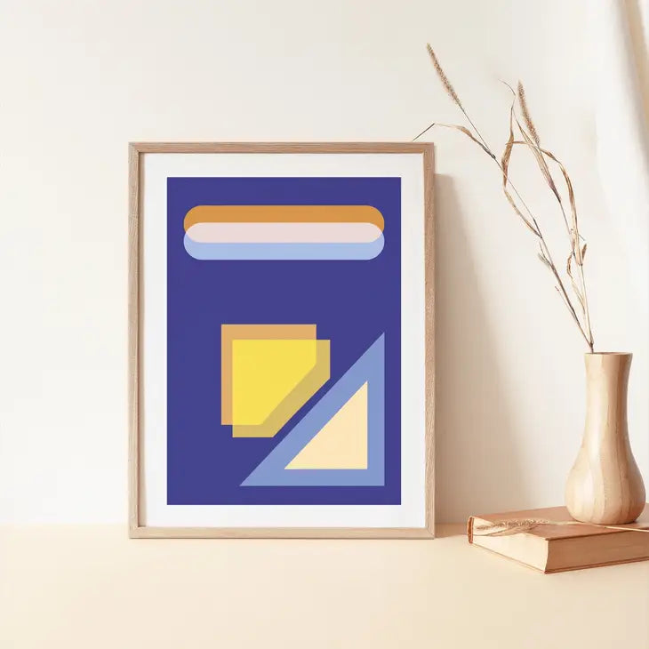 Blue Vertical Art Poster by B + R Studio