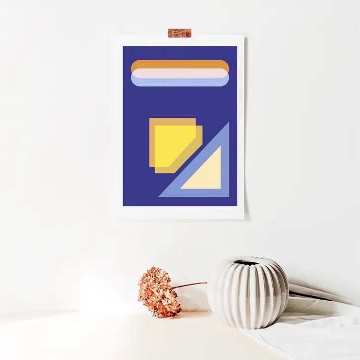 Blue Vertical Art Poster by B + R Studio