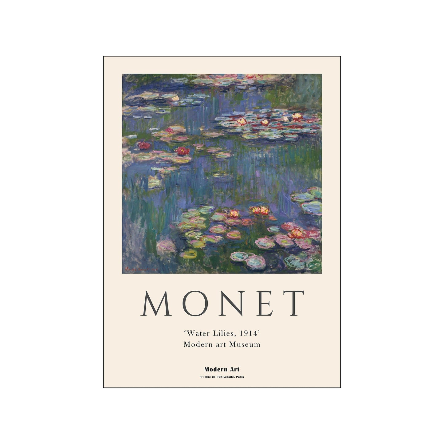 Waterlilies Art Poster by Claude Monet x PSTR Studio