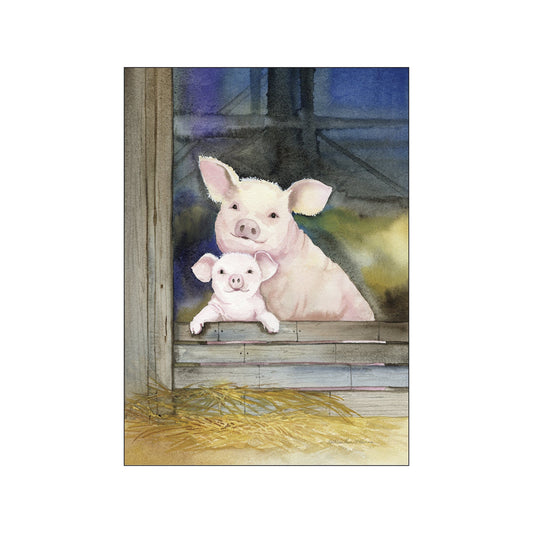 Farm Family Pigs Art Poster by Wild Apple