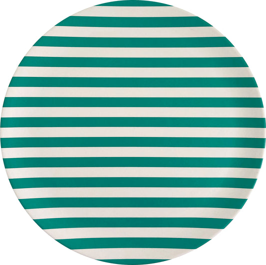 Green Stripe Bamboo Fiber Dinner Plate