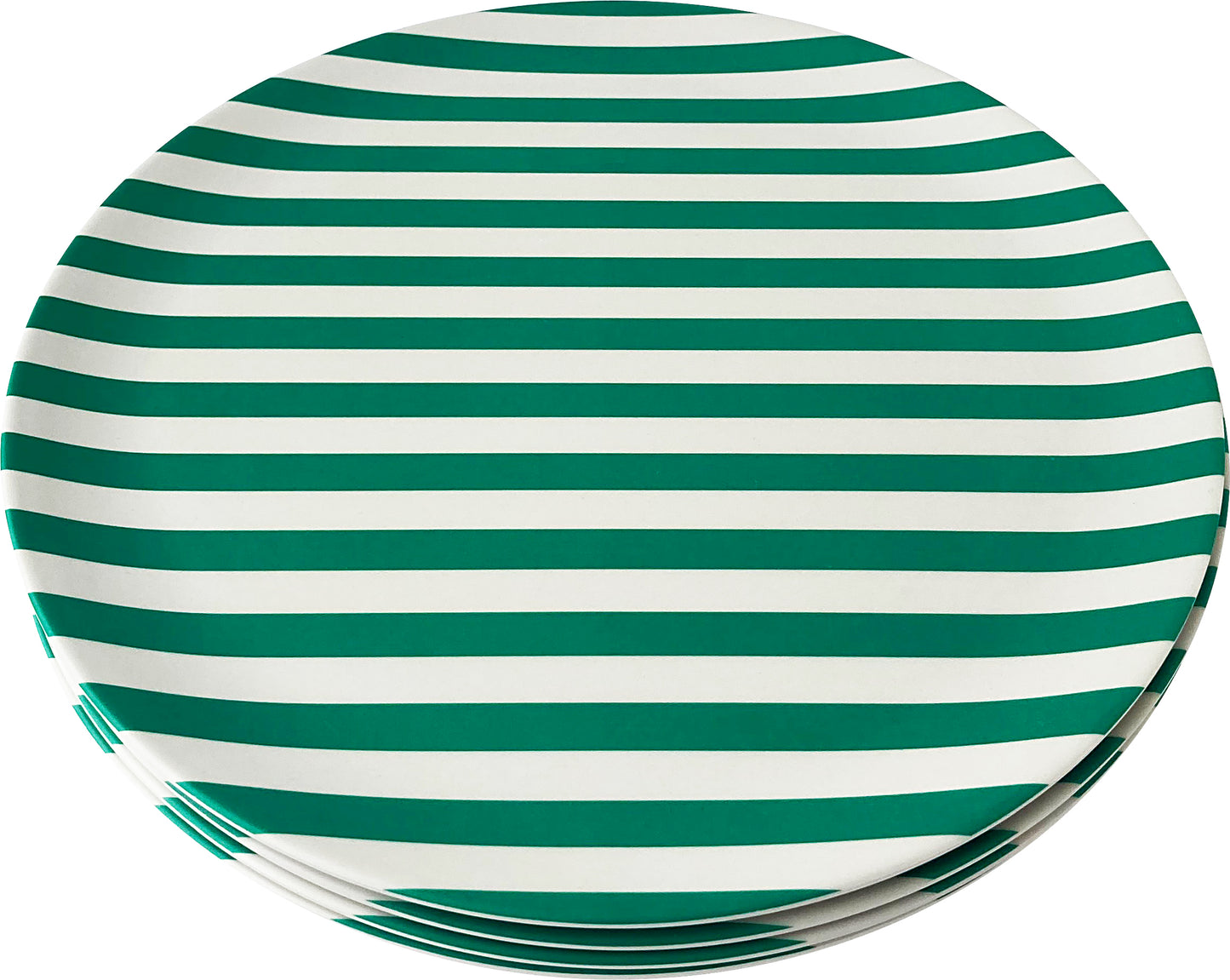 Green Stripe Bamboo Fiber Dinner Plate