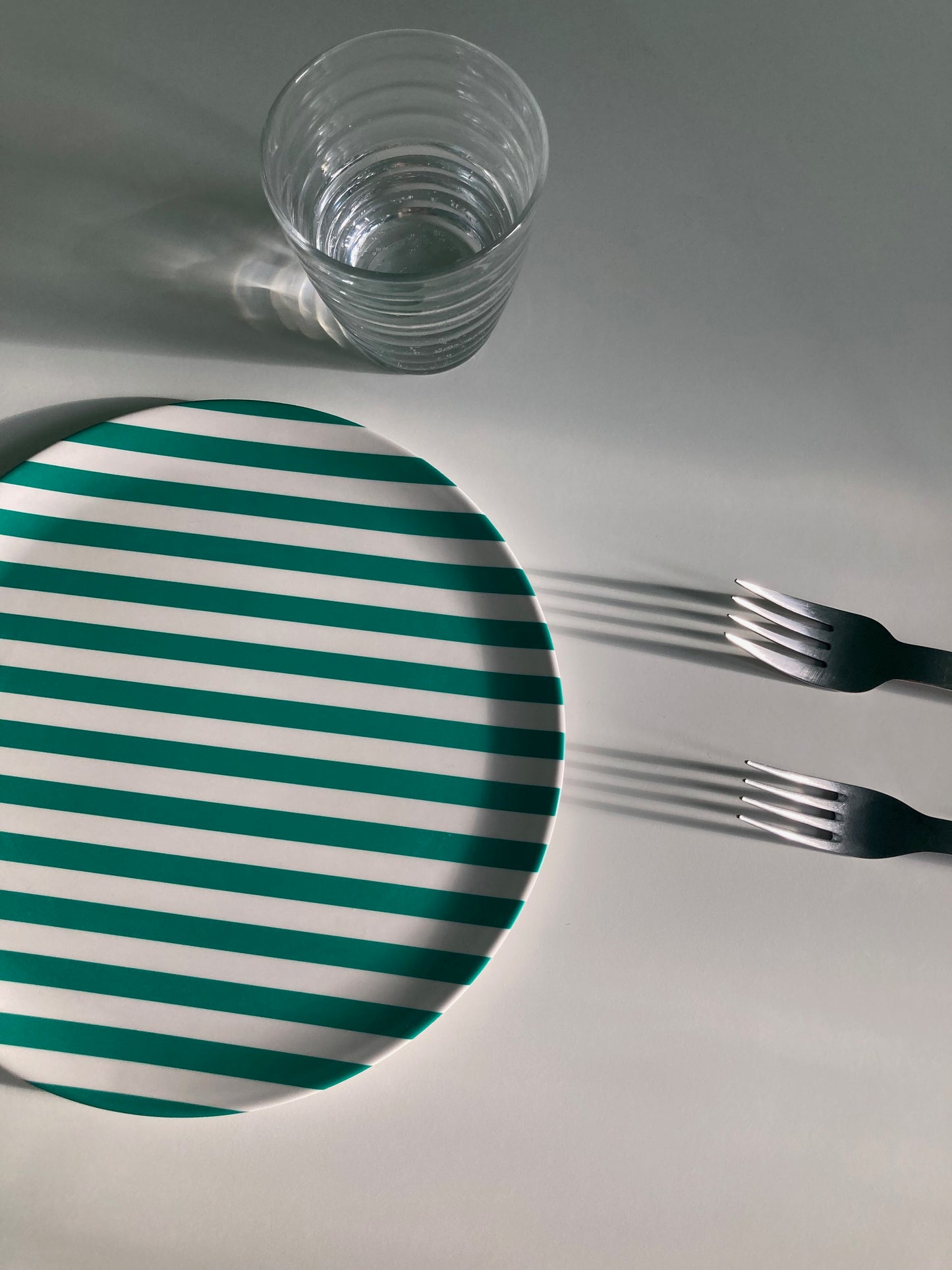 Green Stripe Bamboo Fiber Dinner Plate