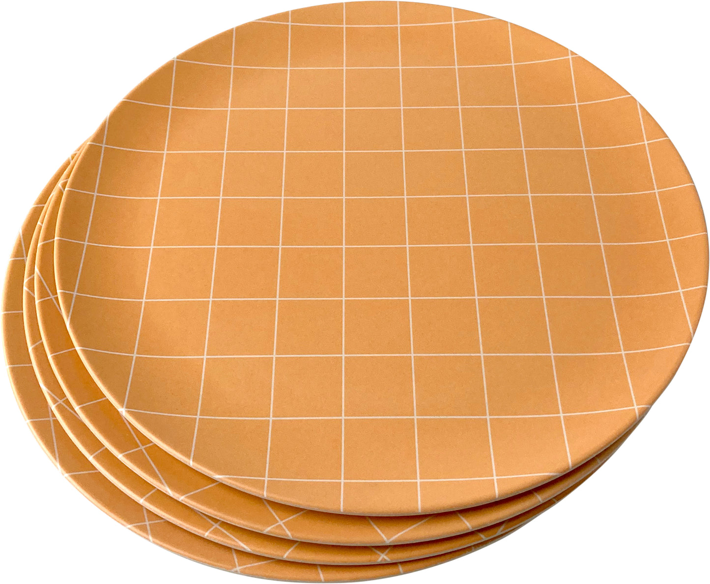 Orange Grid Bamboo Dinner Plate