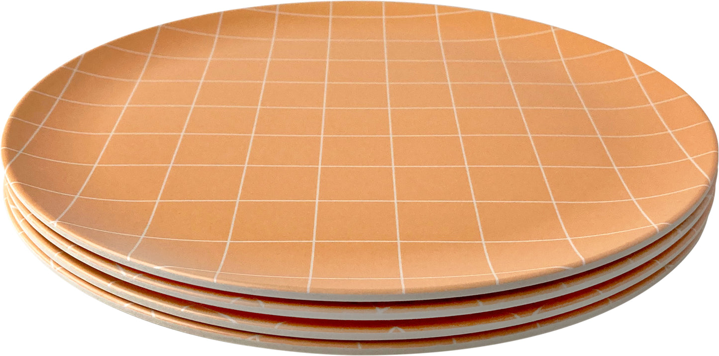 Orange Grid Bamboo Dinner Plate