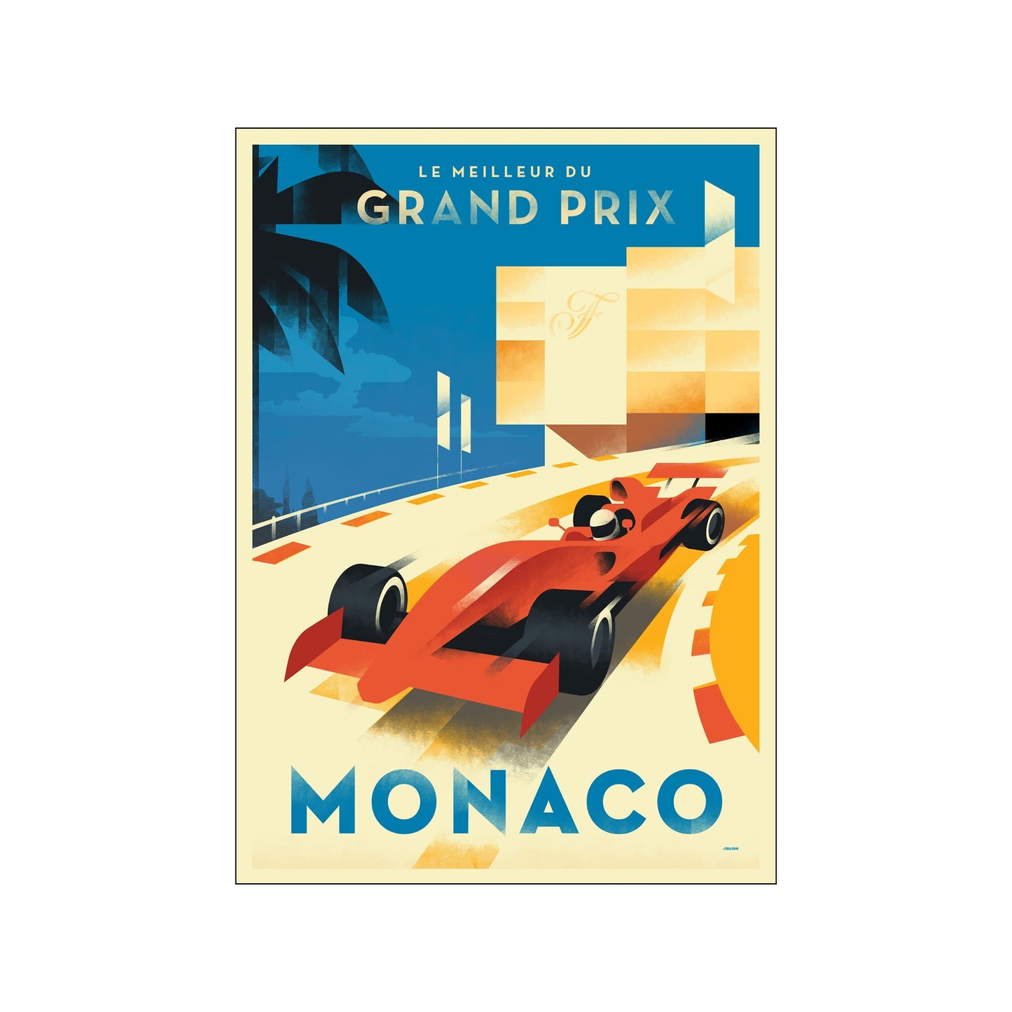 Grand Prix Monaco Art Poster by Mads Berg