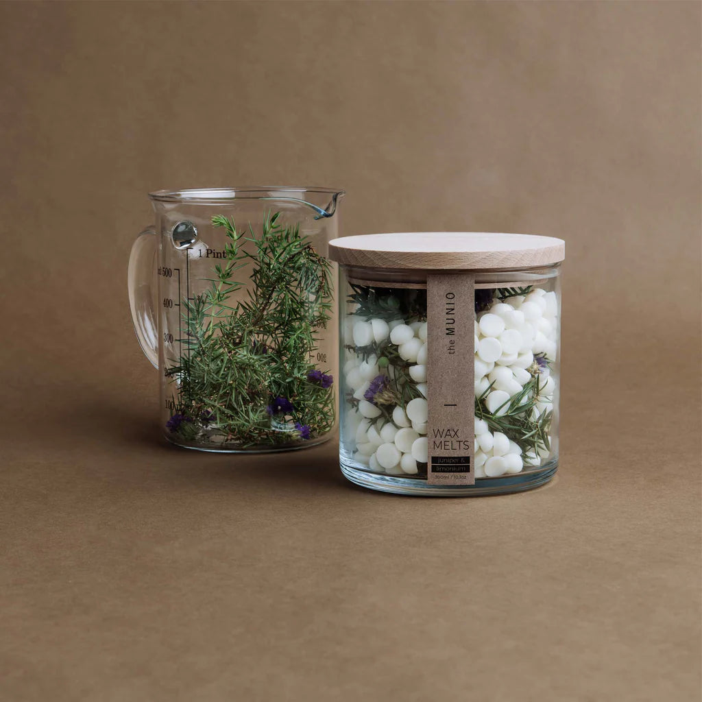 Juniper & Limonium Natural Soy Wax Melts in a Glass Votive