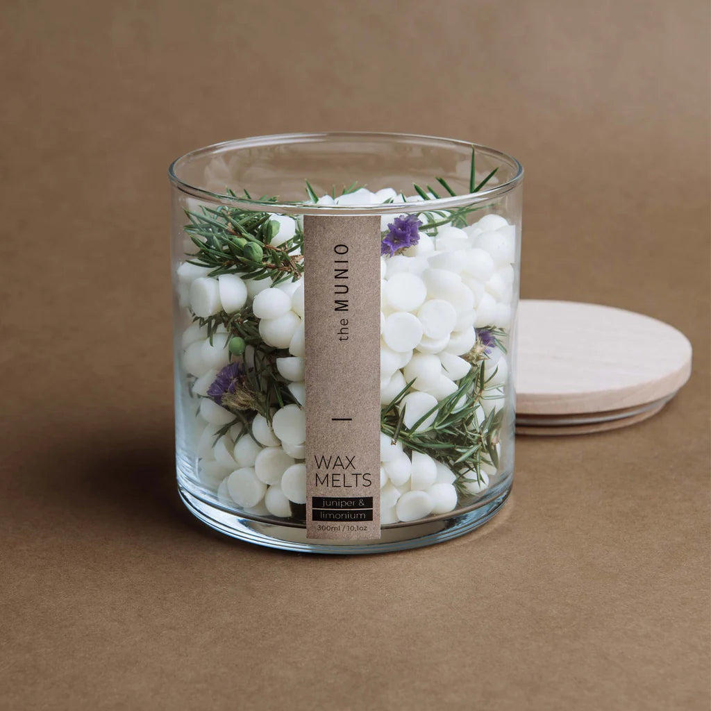 Juniper & Limonium Natural Soy Wax Melts in a Glass Votive