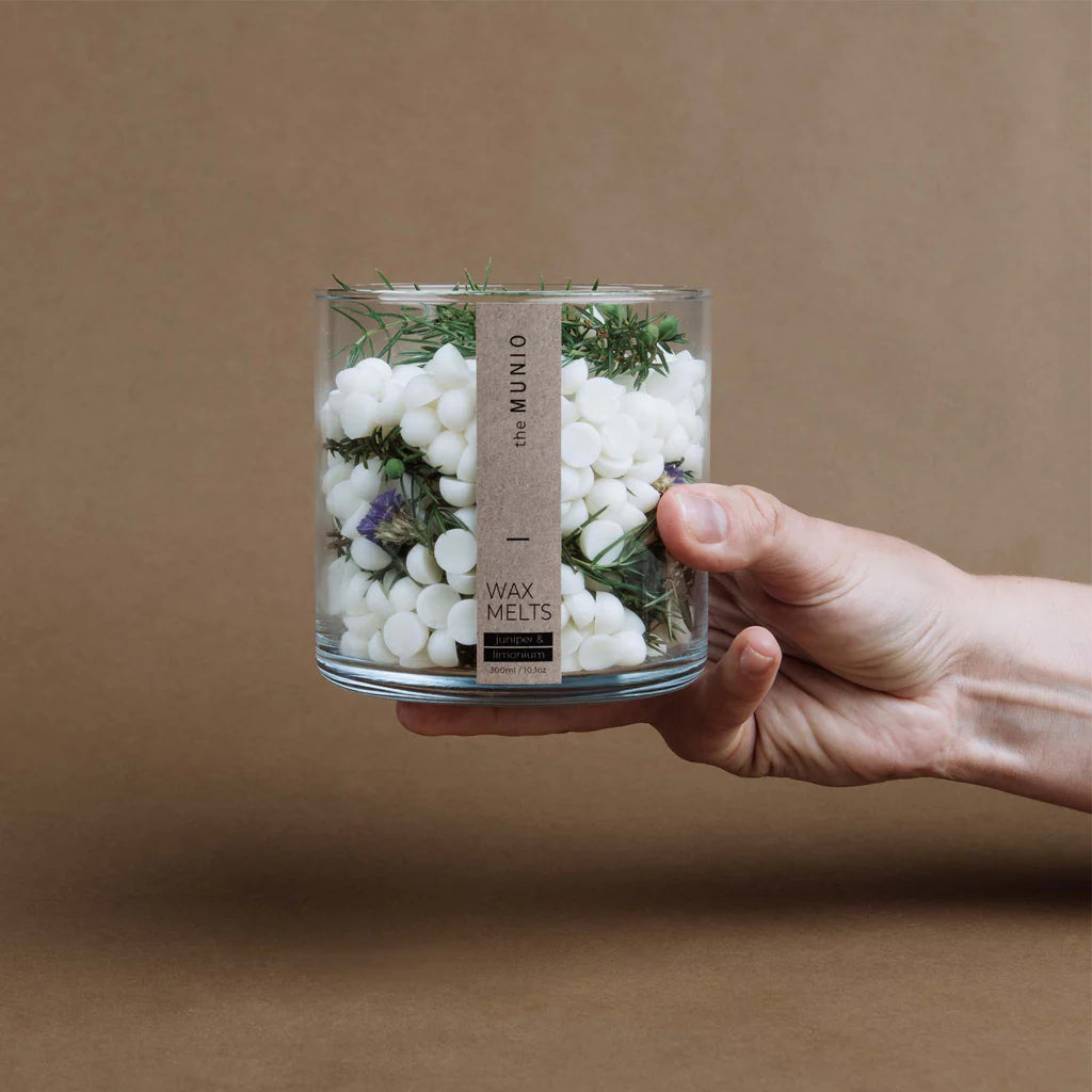 Juniper & Limonium Natural Soy Wax Melts in a Glass Votive