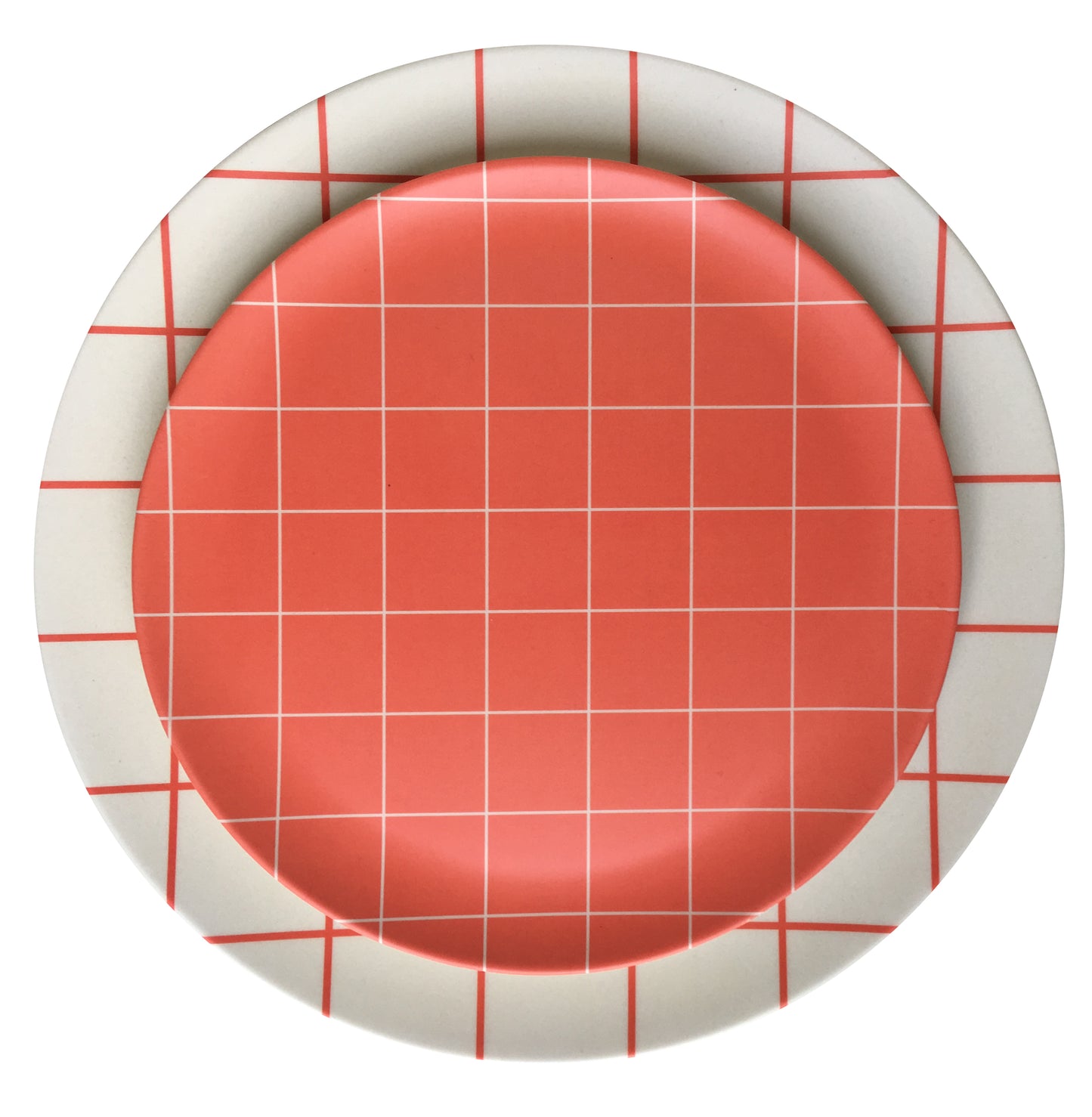 Red Grid Bamboo Fiber Side Plate