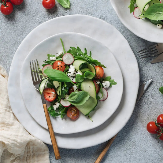 Nature Shape Smooth Stoneware Handmade Ceramic White Salad Plate
