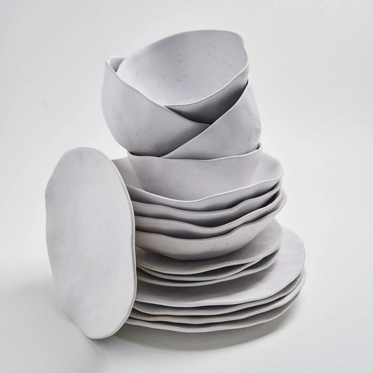Nature Shape Smooth Stoneware Handmade Ceramic White Salad Plate