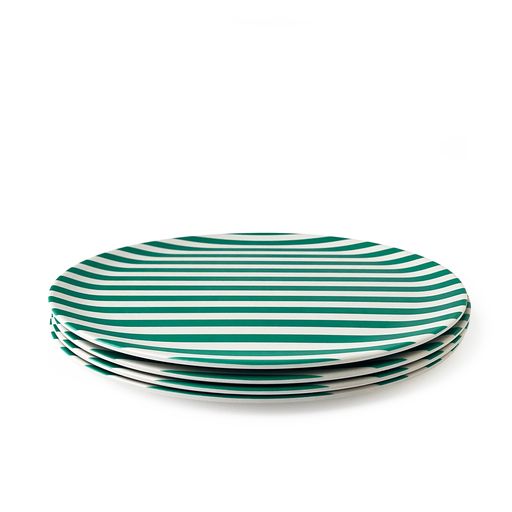 Green Stripe Bamboo Fiber Dinner Plate