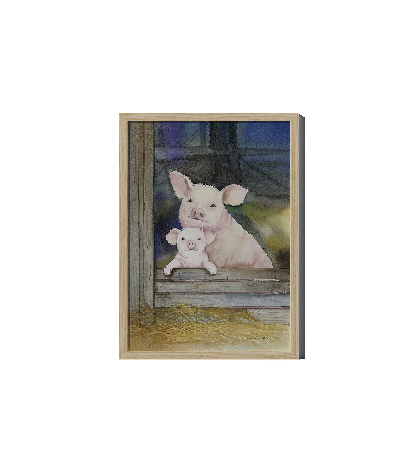 Farm Family Pigs Art Poster by Wild Apple
