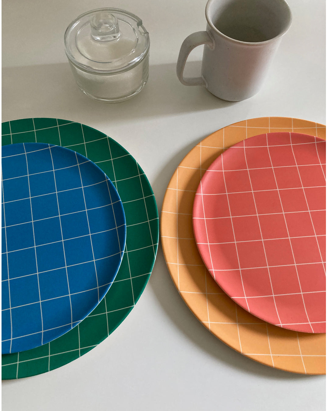 Red Grid Bamboo Fiber Side Plate