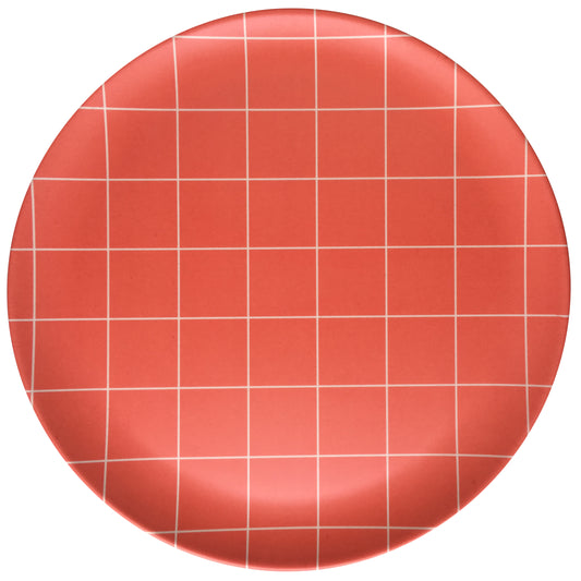 Red Grid Bamboo Fiber Side Plate