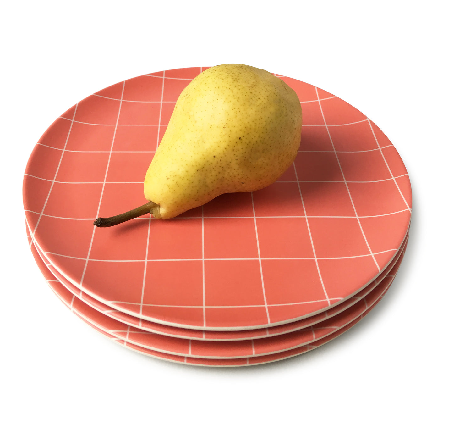 Red Grid Bamboo Fiber Side Plate